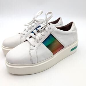 Linea Paolo Karis Mixed Media Platform Sneakers Women's White Size US9.5M EU40